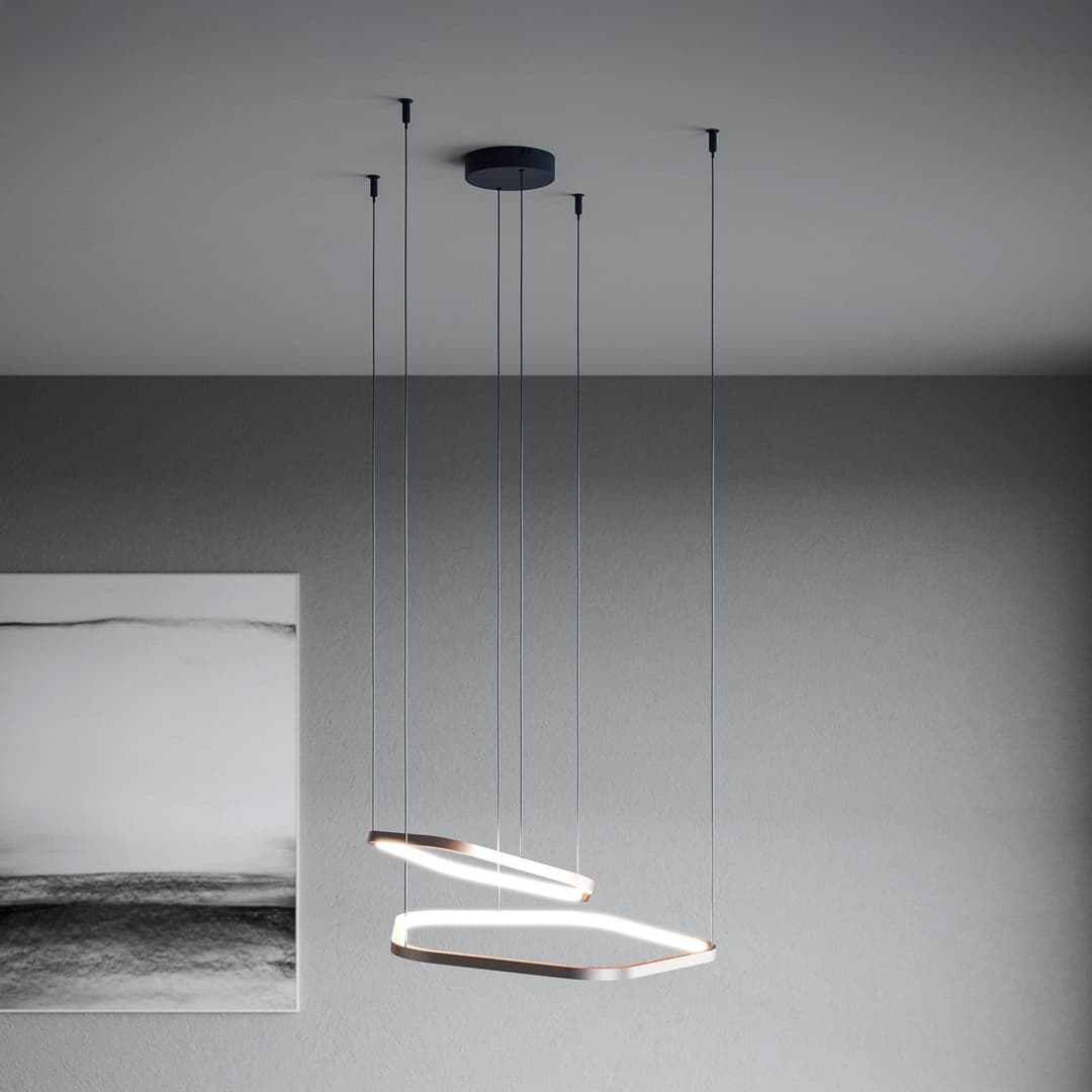 Estrella LED-Hängelampe, bronze, 2-flg. CCT - Stars of Light - Wohnzimmer - Modern - Aluminium - Mehrflammig