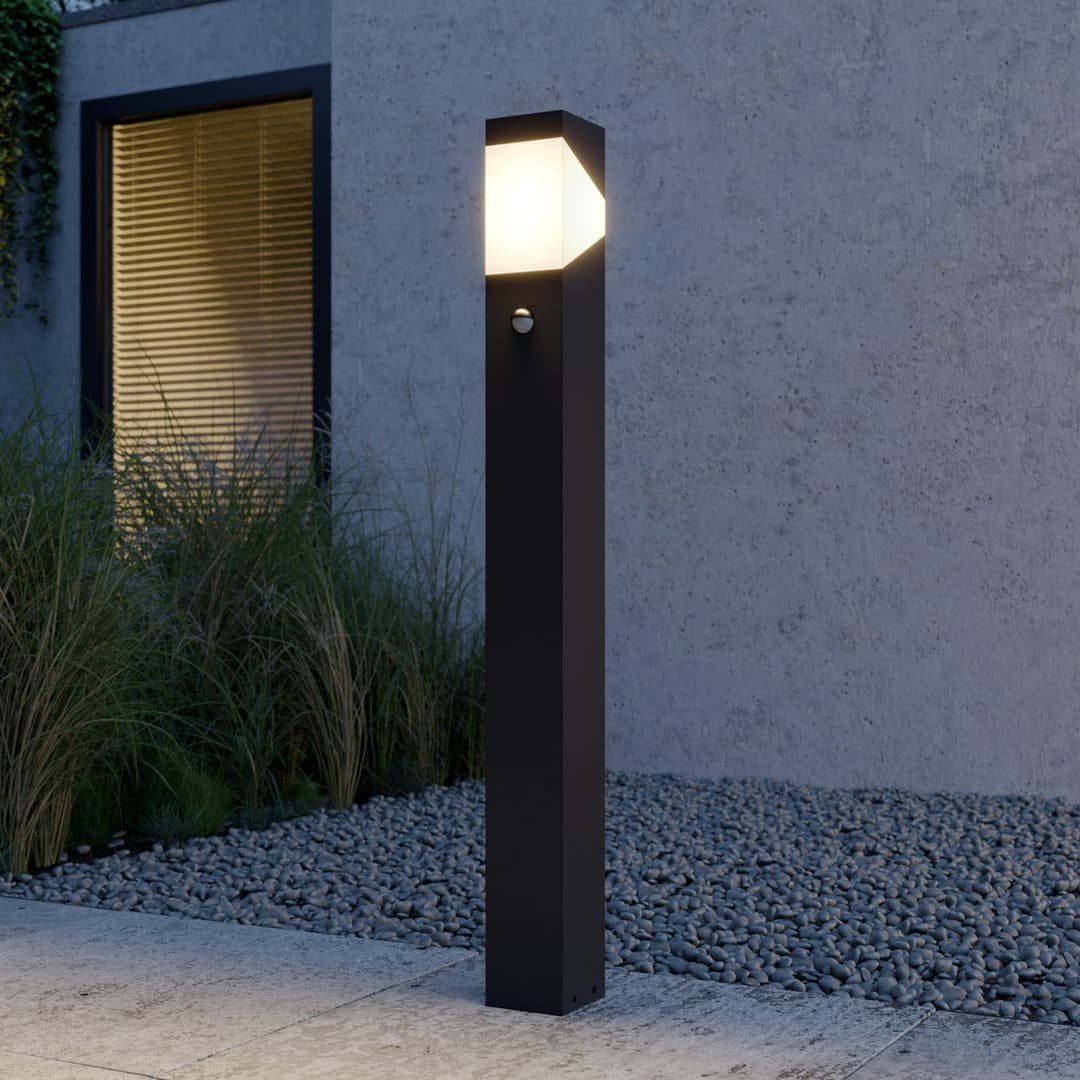 Kiran Außen Gartenleuchte w/Sensor H100 Graphite - Lucande - Terrasse - Modern - Aluminium - Einflammig