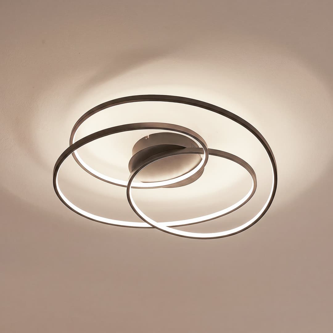 Kateryna LED Deckenleuchte Ø60 Black - Lindby - Wohnzimmer - Modern - Aluminium - Rund