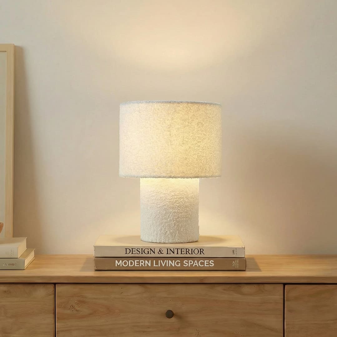 Jone Tischleuchte Weiß - Lindby - Wohnzimmer - Modern - Stoff / Textil - Mit Schirm