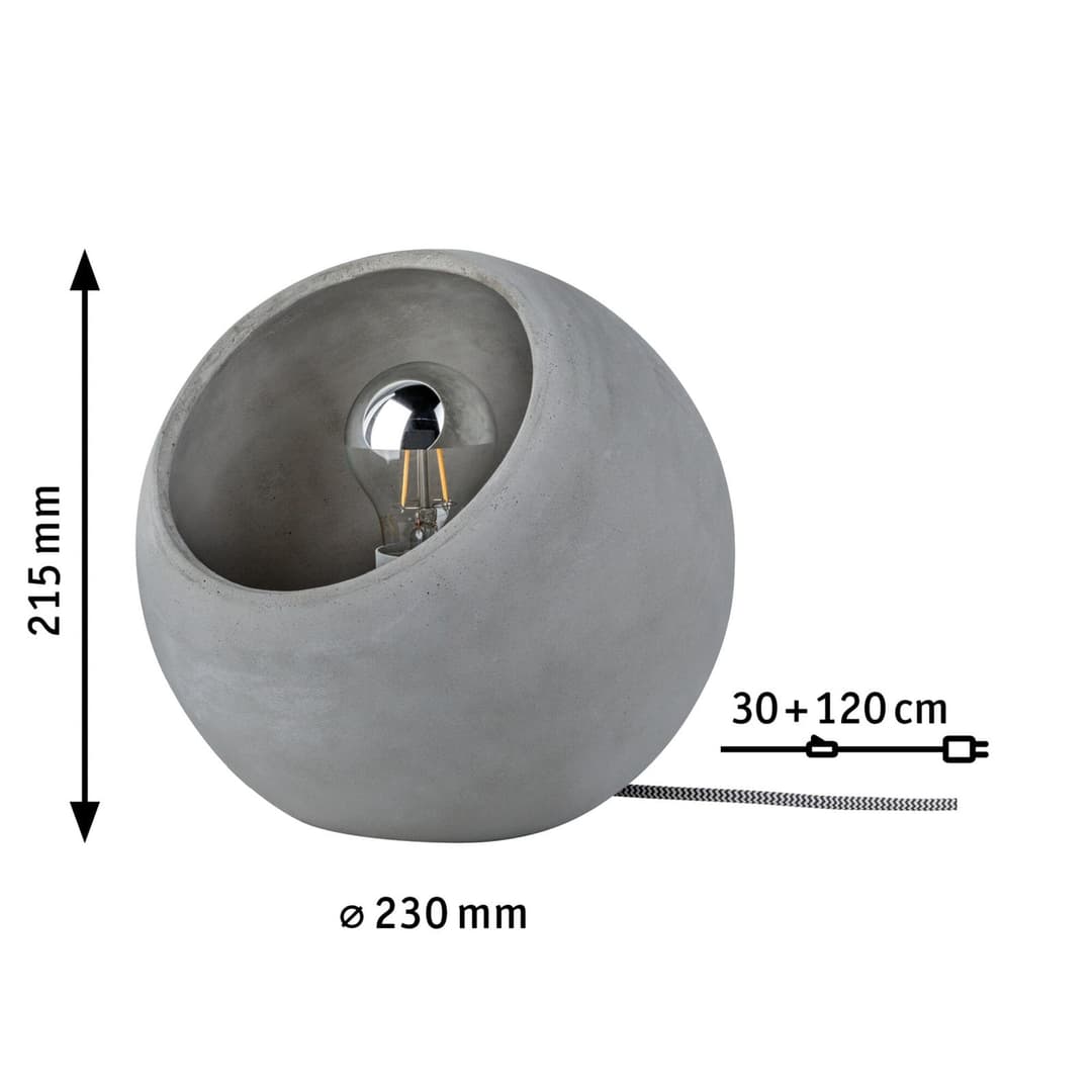 Ingram Tischleuchte Grau/Concrete - Paulmann - Wohnzimmer - Modern - Beton - Einflammig