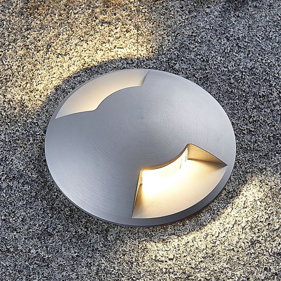 Bodeneinbauleuchte Milara, 2 Lichtaustritte, GU10 - Lucande - Terrasse - Modern - Aluminium - Einflammig