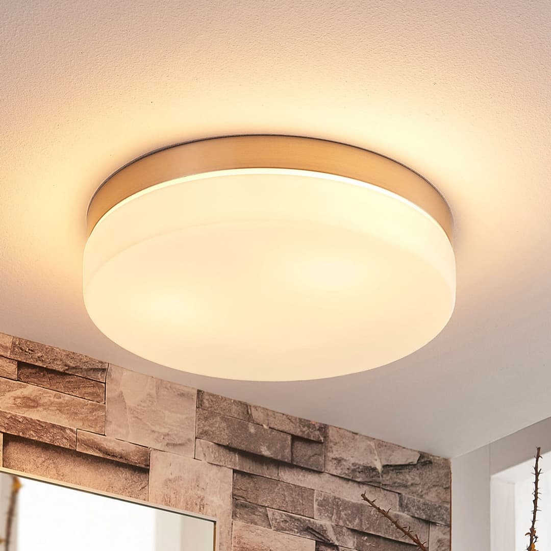 Amilia Deckenleuchte Ø30 Opal/Nickel - Lindby - Badezimmer - Modern - Glas - Rund