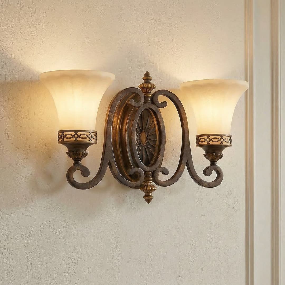 Drawing Room Wandlampe, braun/creme, 41 cm, 2-flg. - FEISS - Wohnzimmer - Antik - Metall - Einflammig