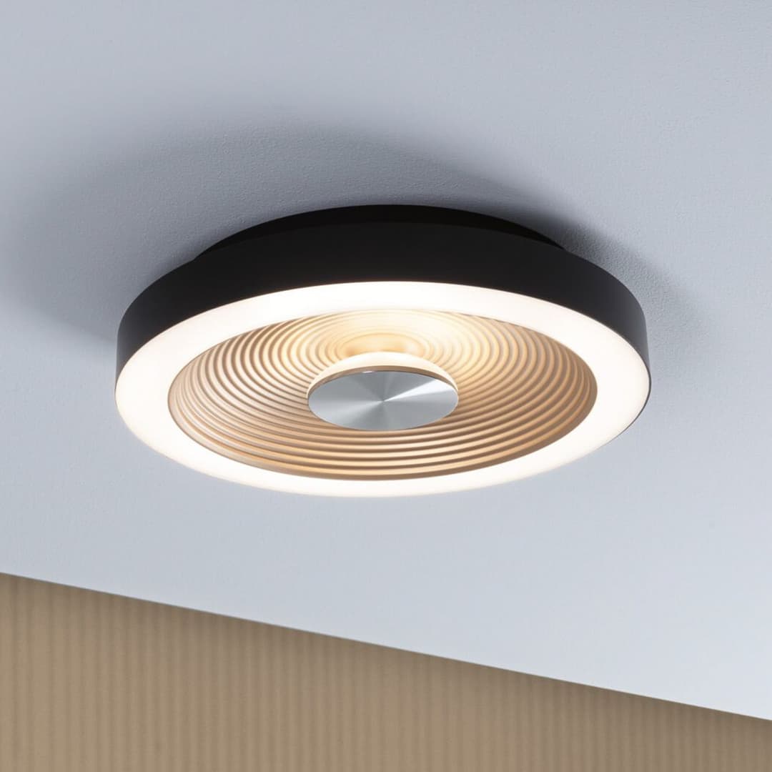 Volea LED-Deckenlampe, IP44, Ø32 cm, schwarz/gold - Paulmann - Badezimmer - Modern - Kunststoff - Einflammig