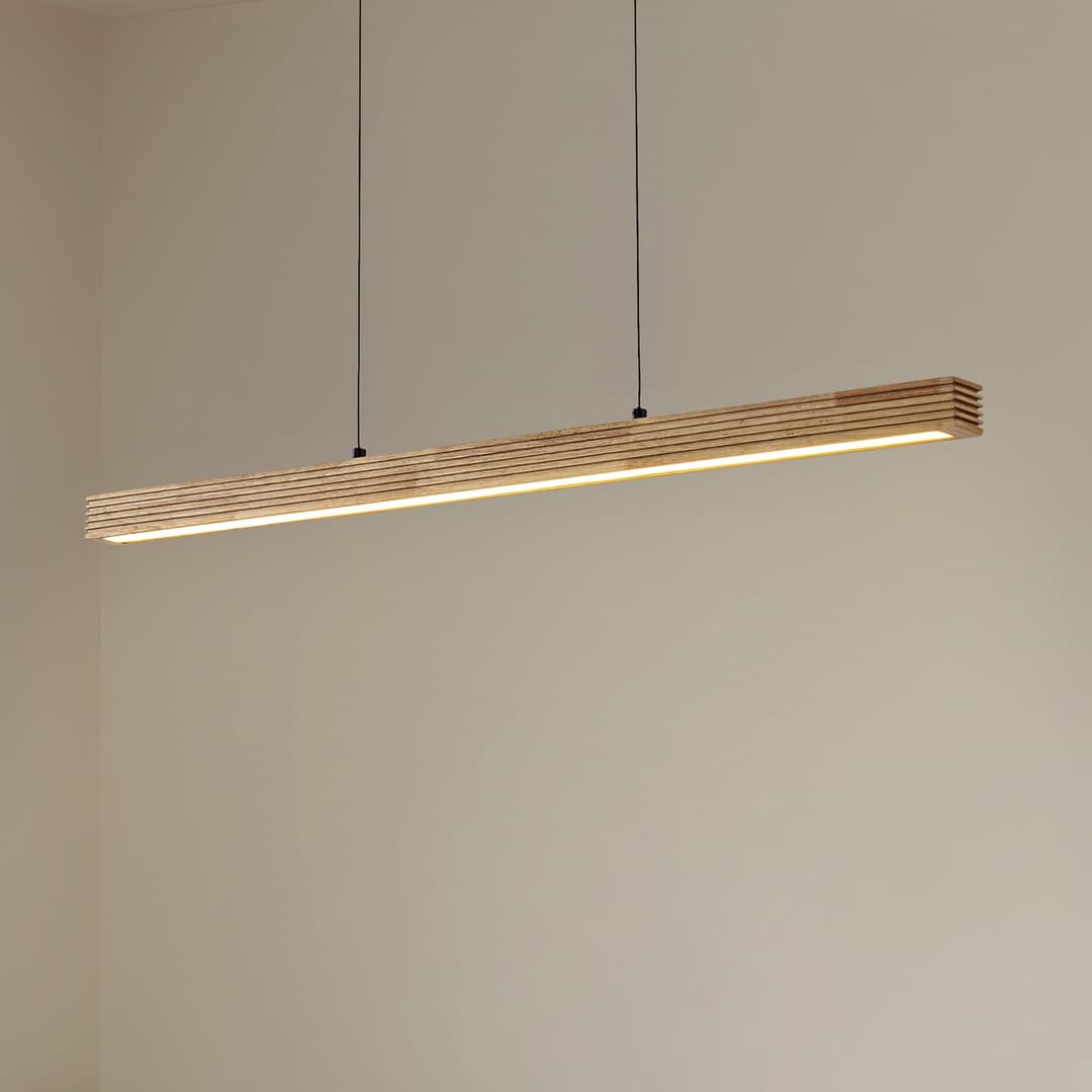Emara LED-Hängeleuchte, CCT, Eiche, holz hell - Lucande - Esszimmer - Design - Balken