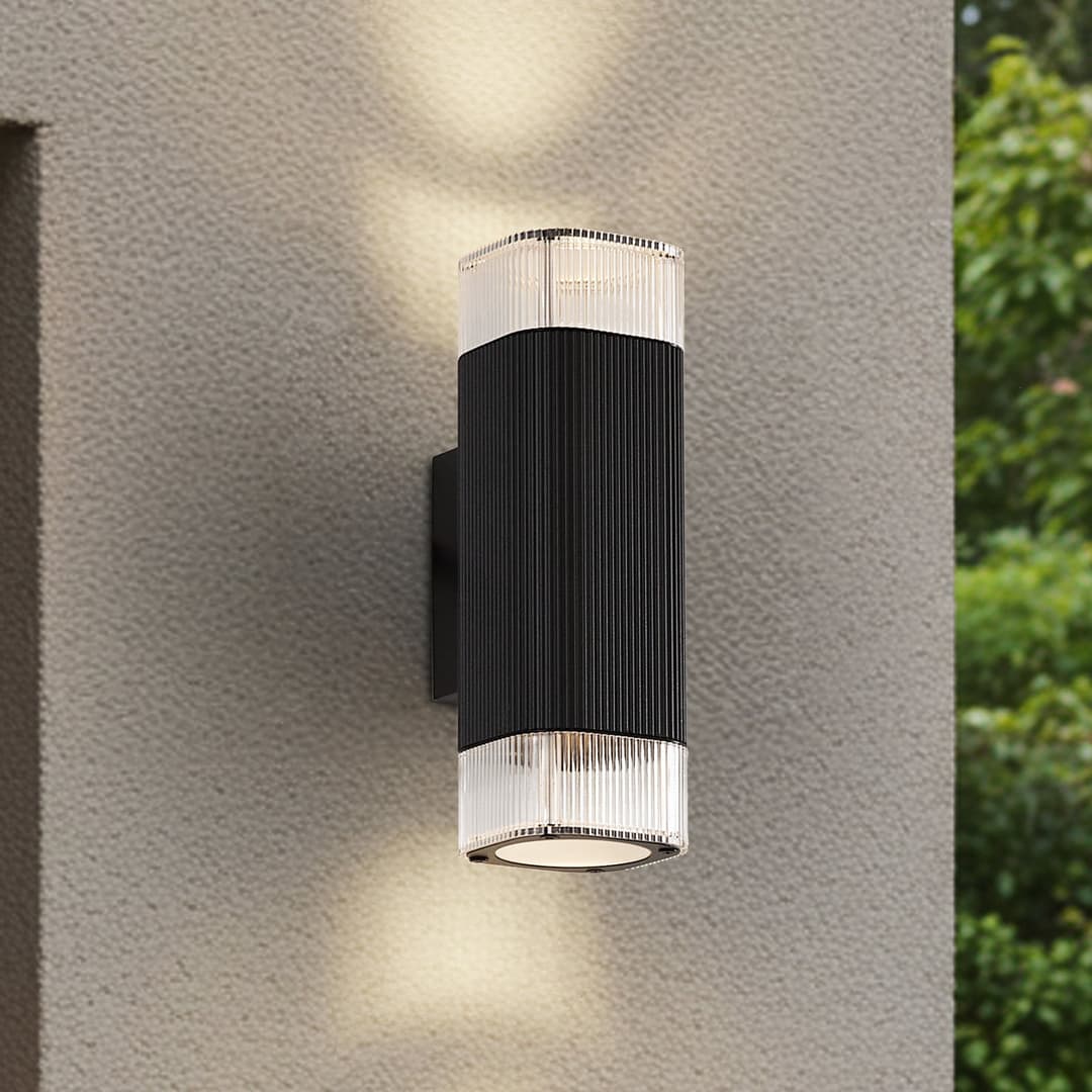 Halvar Außenwandlampe, 24 cm, schwarz, IP65, 2 x GU10 - Lindby - Terrasse - Modern - Metall - Eckig