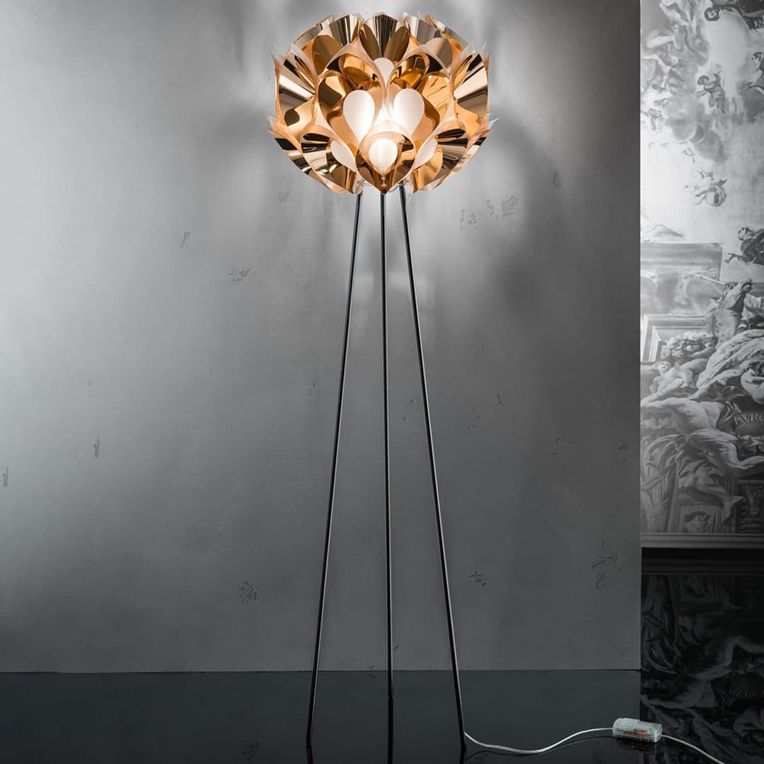 Flora Designer-Stehlampe, kupfer - Slamp - Wohnzimmer - Kunststoff - Mit Schirm