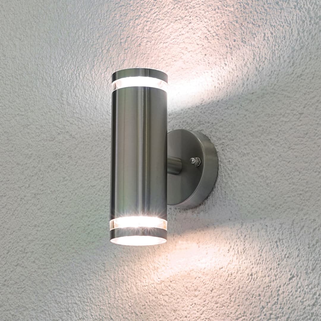 Tiberius Außenwandleuchte Steel - Lindby - Balkon - Modern - Edelstahl - Mehrflammig