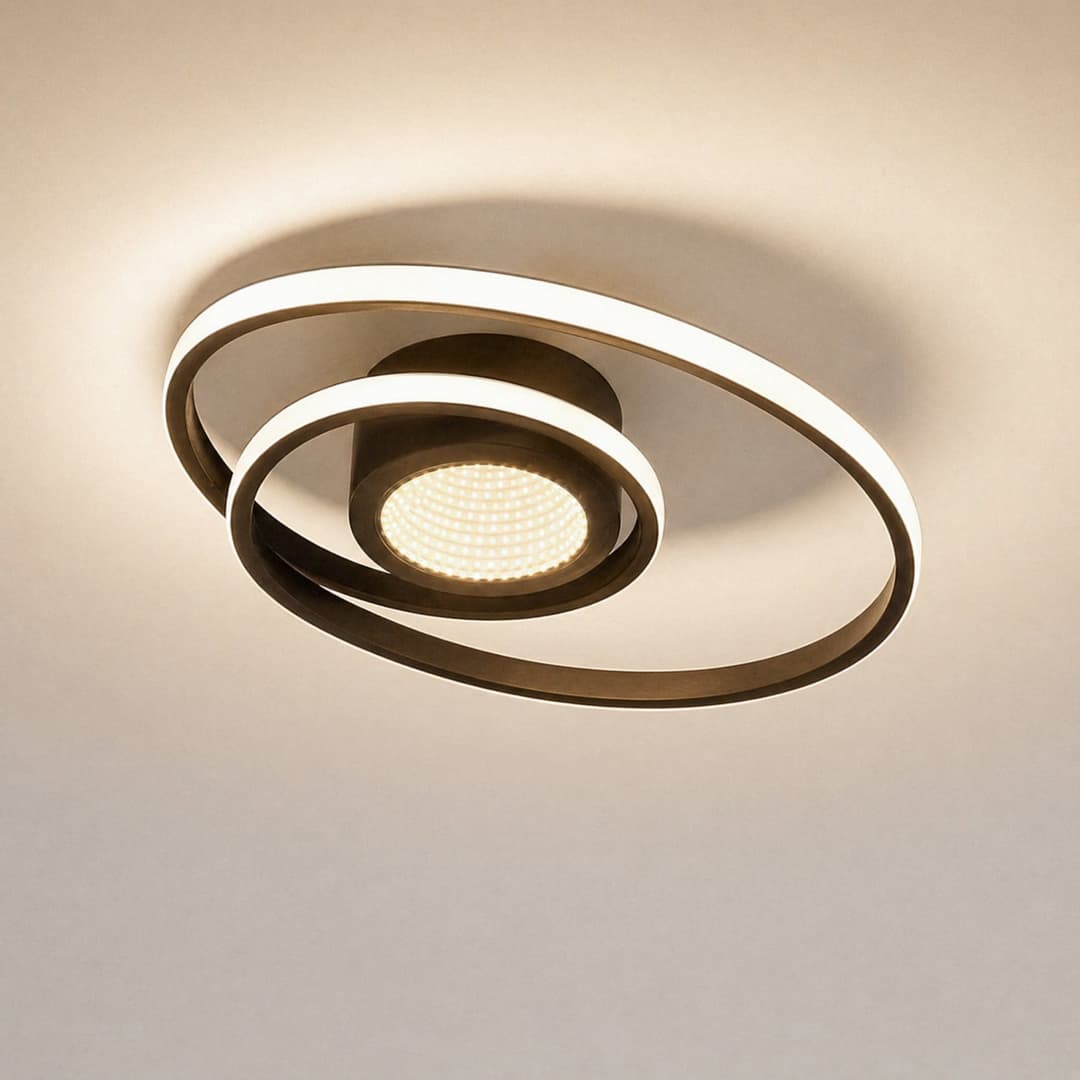 Thalina LED Deckenleuchte 45cm Schwarz/Weiß - Lindby - Wohnzimmer - Modern - Metall - Rund