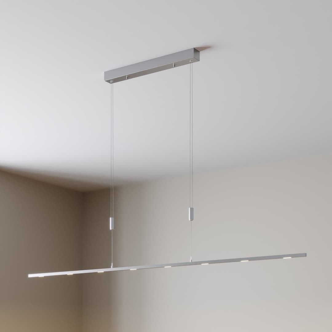 Arnik Pendelleuchte L180 Nickel - Lucande - Wohnzimmer - Modern - Metall - Mehrflammig