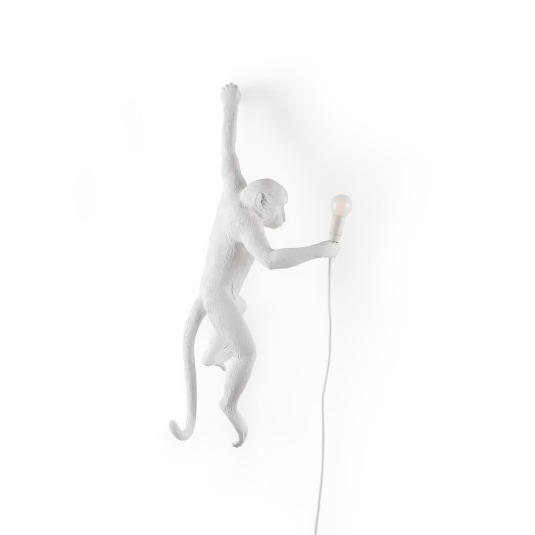 Monkey Hanging Wandleuchte Left Weiß - Seletti Monkey Lamp - Wohnzimmer - Design - Kunststoff
