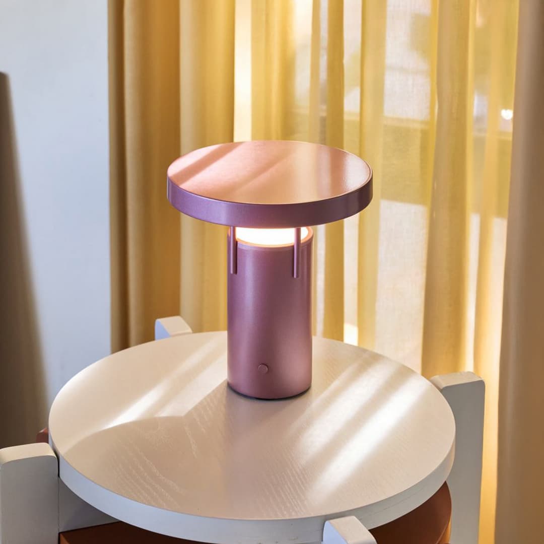 BringMe Mini LED-Akku-Tischlampe pink metallic, 20cm- HÜBSCH - Terrasse - Modern - Einflammig