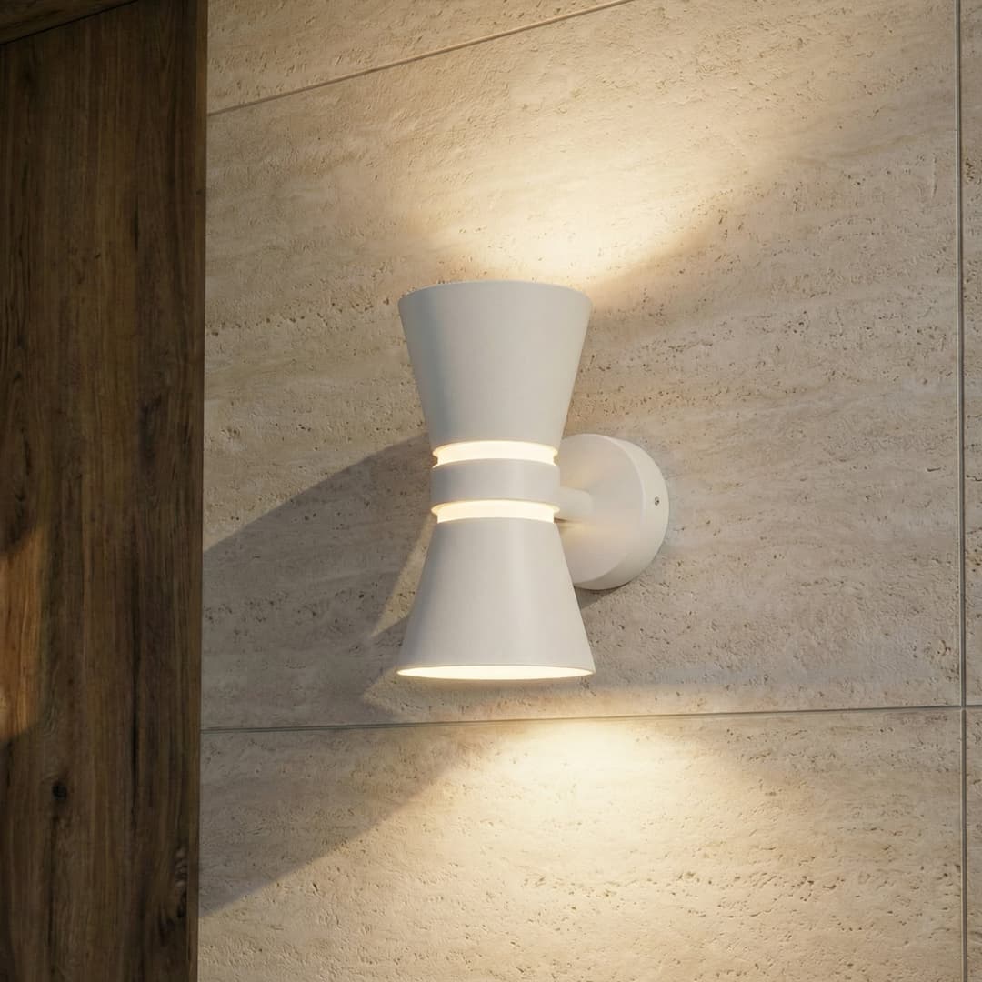 Meravi LED-Außenwandleuchte, zweiflammig, IP44, weiß, Aluminium - Lucande - Modern - Mehrflammig