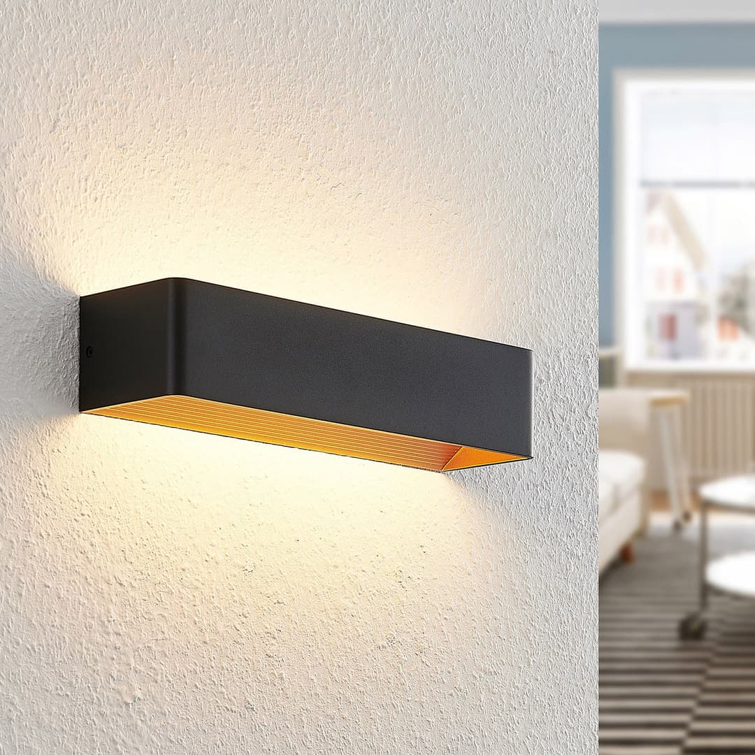 Karam LED Wandleuchte W36,5 Black/Gold - Arcchio - Wohnzimmer - Modern - Aluminium - Eckig