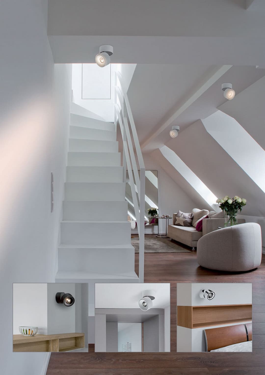 Easy W100 LED Aufgesetzter Spot 2700K White - Antidark - Wohnzimmer - Aluminium
