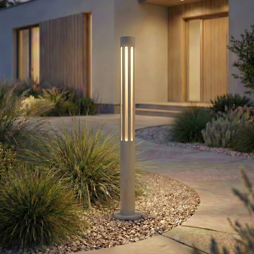 Fjorya LED-Wegeleuchte, steingrau, Höhe 60 cm, IP65 - Lindby - Terrasse - Modern - Aluminium - Einflammig