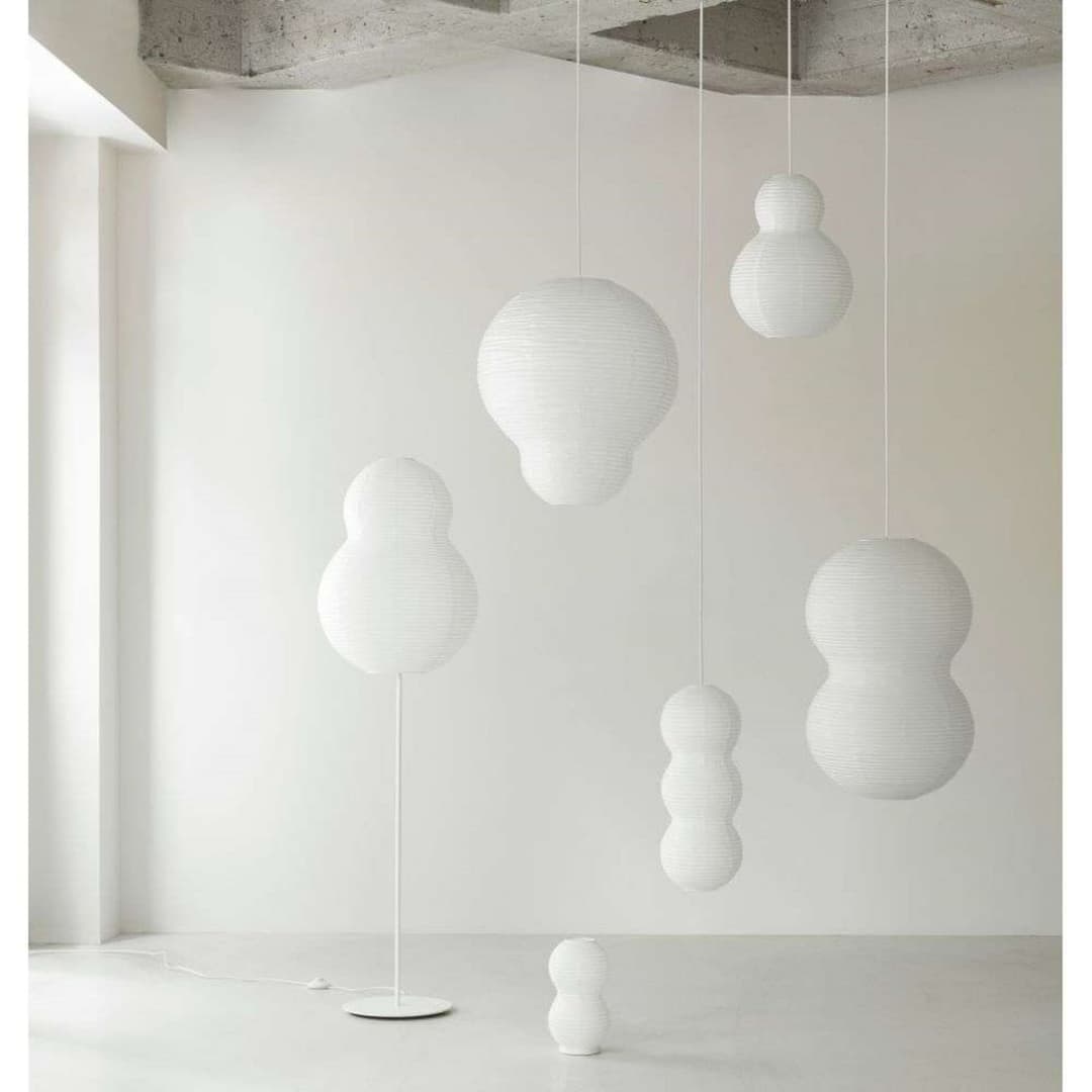 Puff Bubble Stehleuchte White - Normann Copenhagen - Wohnzimmer - Papier / Karton