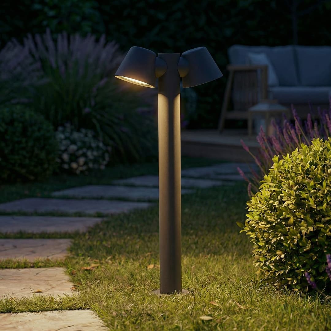 Ileyna Wegeleuchte, 2-flammig, anthrazit, 100 cm - Lindby - Terrasse - Modern - Aluminium - Mehrflammig