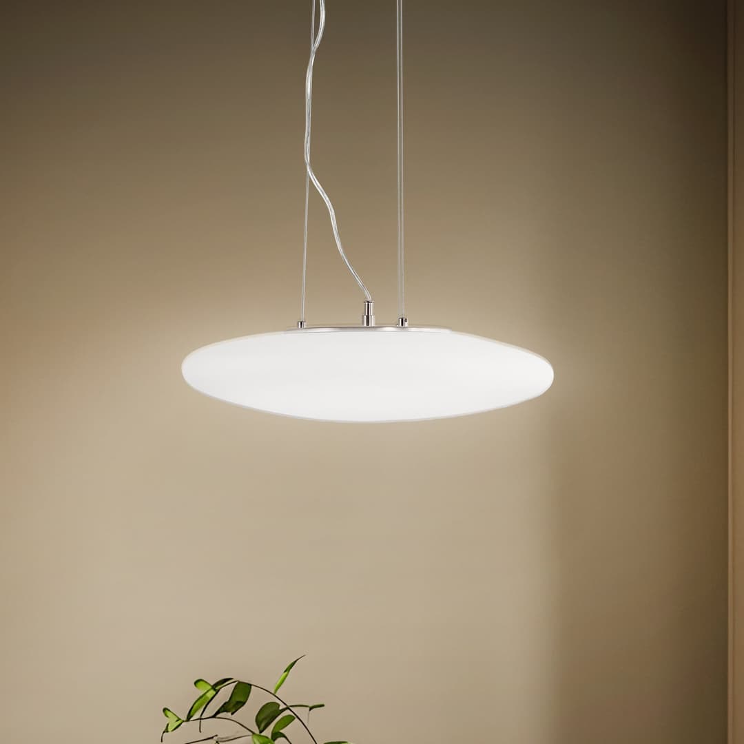 Gunda LED Pendelleuchte Opal/Nickel - Lindby - Wohnzimmer - Modern - Glas - Einflammig
