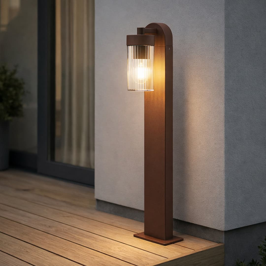 Kaliro Wegeleuchte, 60 cm, rost, IP54, E27 - Lindby - Terrasse - Modern - Aluminium - Einflammig