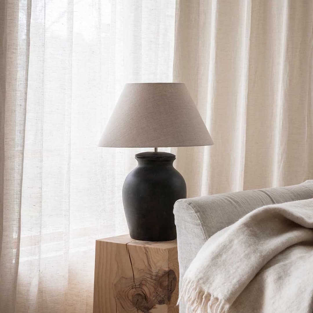 Basic wide Lampenschirm, beige, Ø 35 cm - Watt & Veke - Design - Stoff / Textil