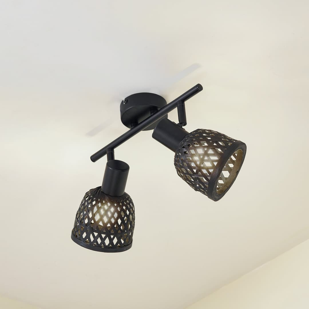 Eskil 2 Deckenleuchte Schwarz - Lindby - Esszimmer - Modern - Bambus - Mehrflammig
