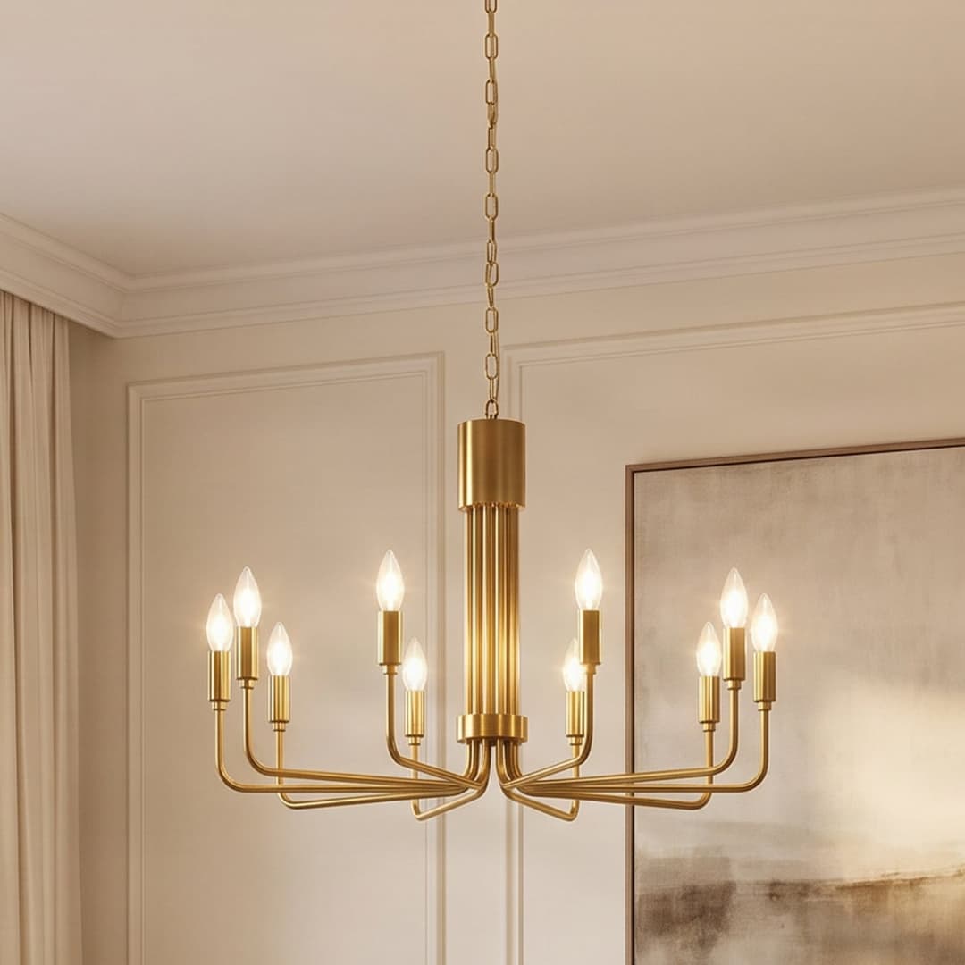 Elanova 10 Kronleuchter Brass - Lindby - Wohnzimmer - Antik - Metall - Mehrflammig