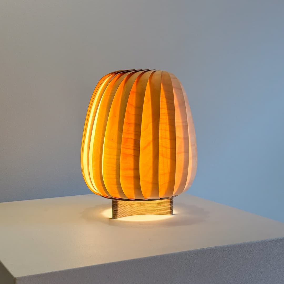 ST906 Tischleuchte birke 31 cm hoch Holz E27- Tom Rossau - Wohnzimmer - Design - Einflammig