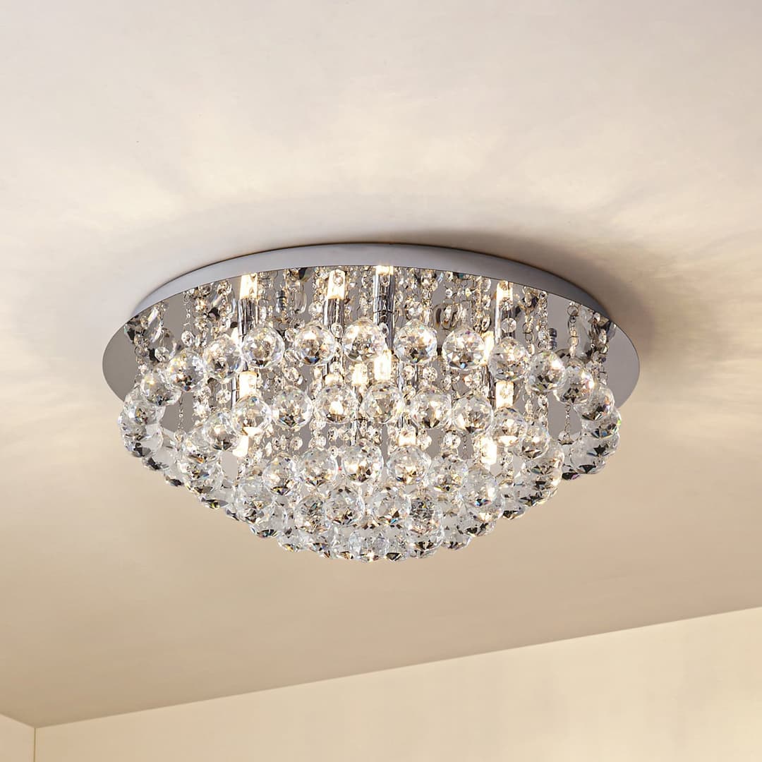 Lindby Deckenleuchte Antonino, Ø 55 cm, 8-flg., Kristall, G9 - Wohnzimmer - Modern - Mehrflammig