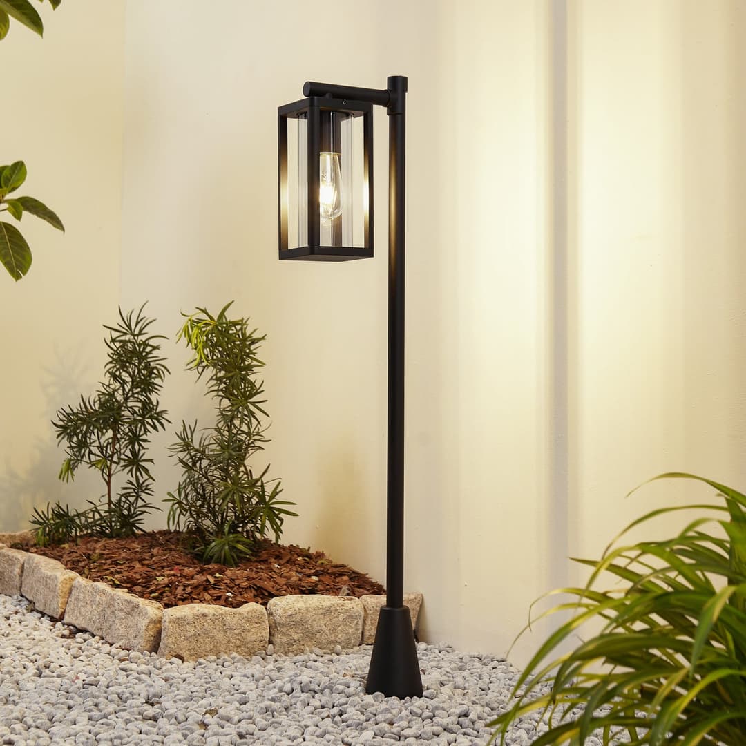 Siveta 1 Parkleuchte H100 Schwarz - Lucande - Terrasse - Modern - Aluminium - Eckig