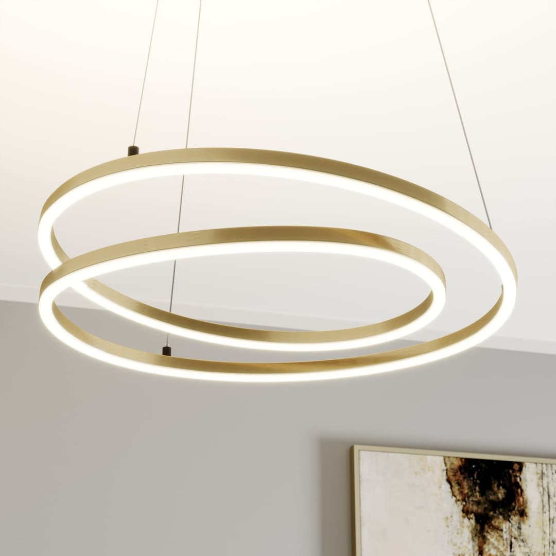 Davian LED Pendelleuchte Dim. Brass - Lindby - Wohnzimmer - Modern - Aluminium - Ring