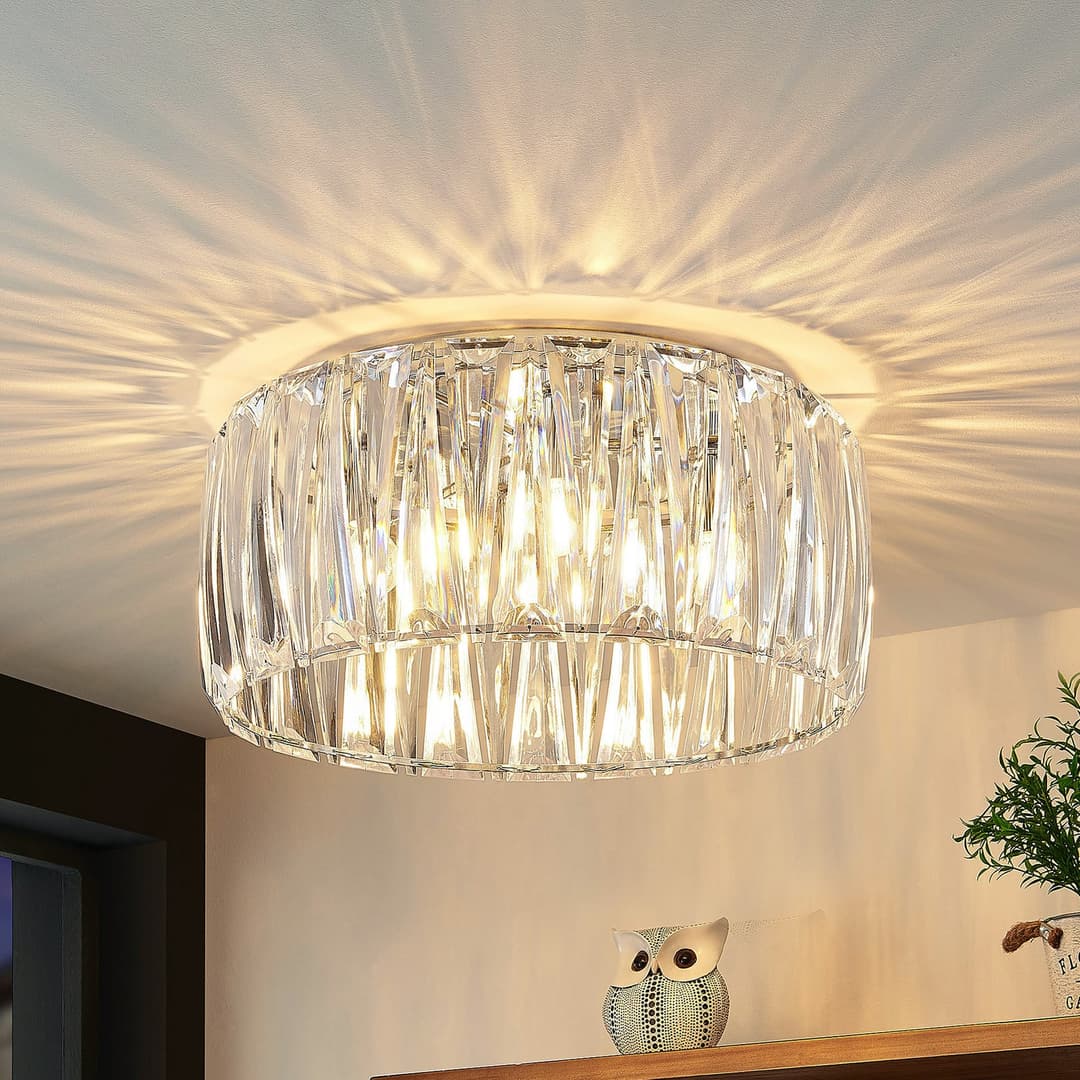 Sofia Deckenleuchte Transparent/Chrome - Lindby - Wohnzimmer - Modern - Kunststoff - Rund