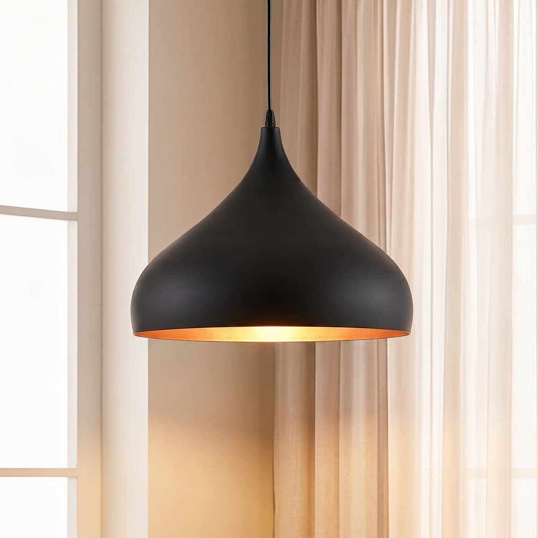 Ritana Pendelleuchte Black/Gold - Lindby - Wohnzimmer - Modern - Aluminium - Einflammig