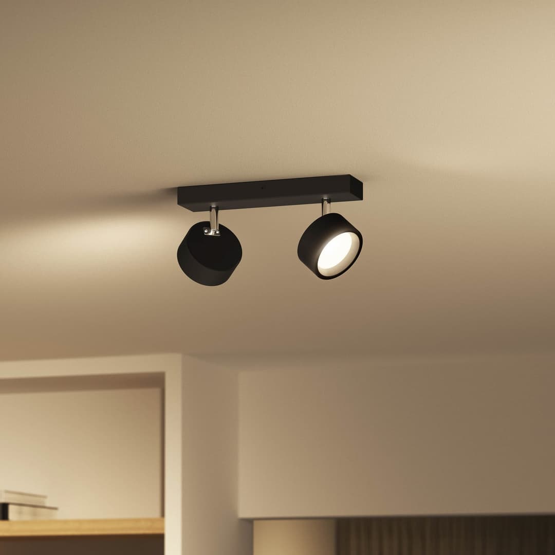 Bracia LED-Deckenspot 2-flammig, schwarz - Philips - Wohnzimmer - Modern - Metall - Mehrflammig