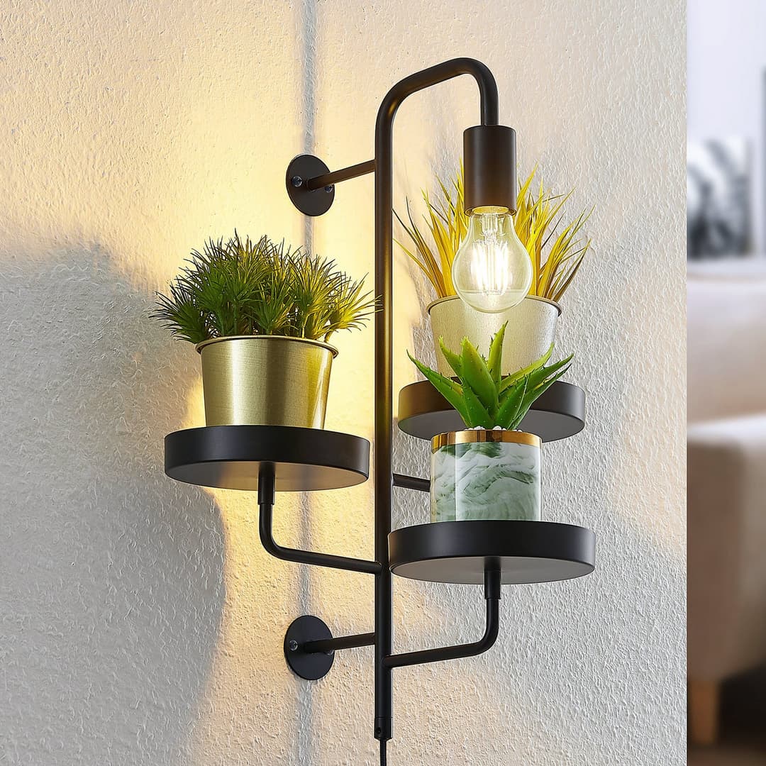 Hanjo Wandleuchte Black - Lindby - Wohnzimmer - Modern - Metall - Einflammig