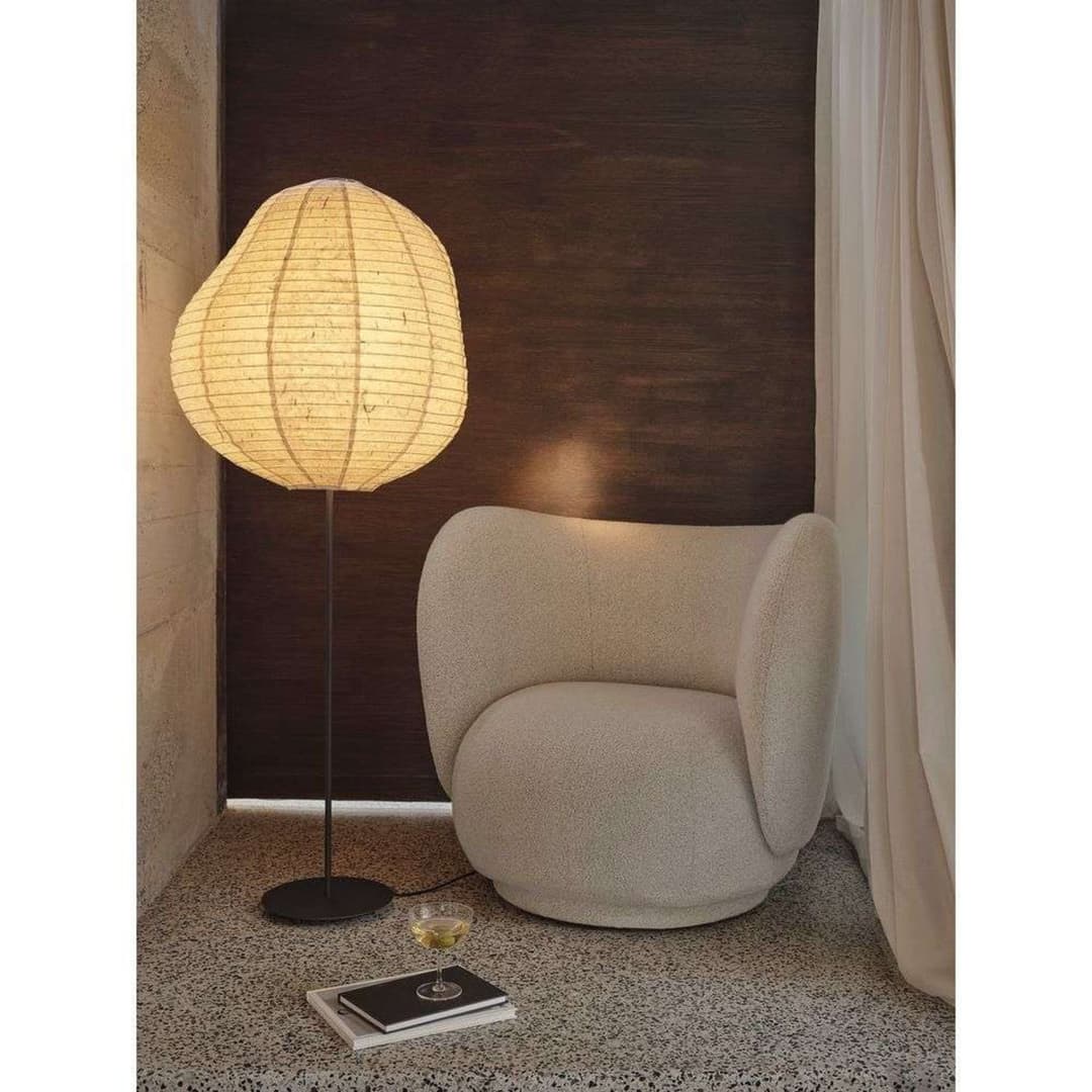 Kurbis Stehleuchte Tall Natural/Schwarz - Ferm Living - Wohnzimmer - Papier / Karton