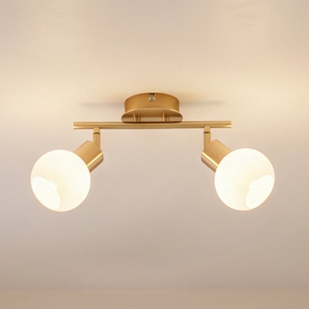 Elaina 2 Deckenleuchte Brass/Opal - Lindby - Wohnzimmer - Modern - Metall - Mehrflammig