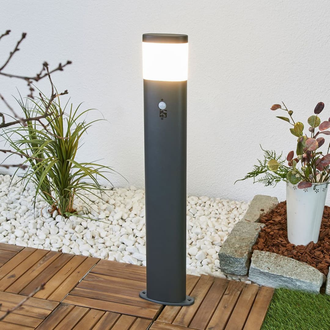 Obri LED-Wegeleuchte, 80 cm, anthrazit, Sensor - Lindby - Terrasse - Modern - Metall - Einflammig
