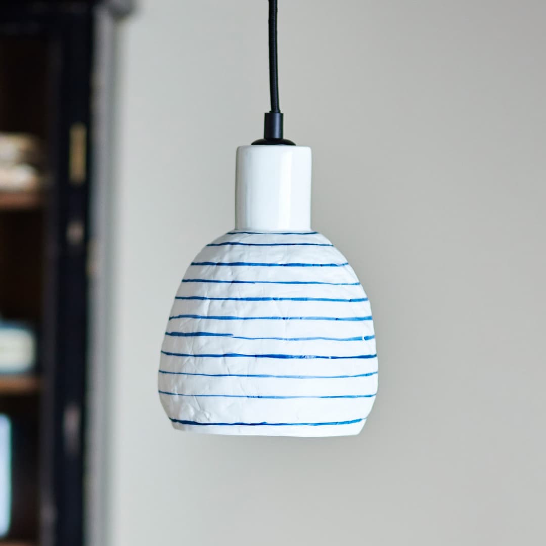 Elga Hängelampe, weiß/blau, Ø15cm, Keramik - Bloomingville - Küche - Einflammig