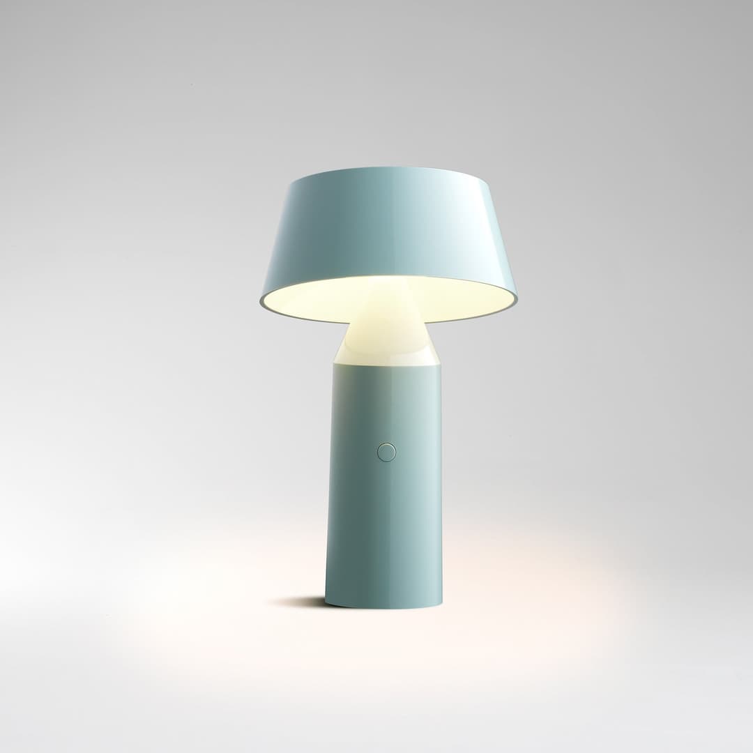 Bicoca LED-Akku-Tischleuchte hellblau - MARSET - Wohnzimmer - Design - Kunststoff - Mit Schirm