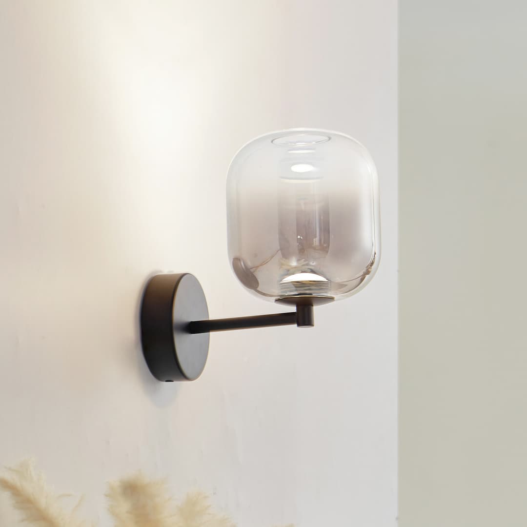Avelina LED-Wandleuchte rauchgrau Höhe 21,5 cm Glas - Lucande - Wohnzimmer - Modern - Einflammig