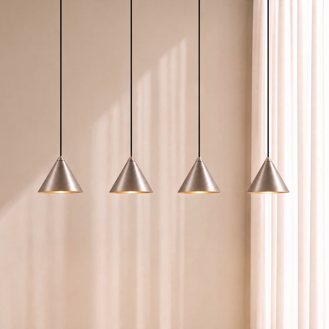 Rhodes LED-Hängeleuchte, 4-flammig, nickel, Länge 82 cm - Lucande - Wohnzimmer - Modern - Metall - Mehrflammig