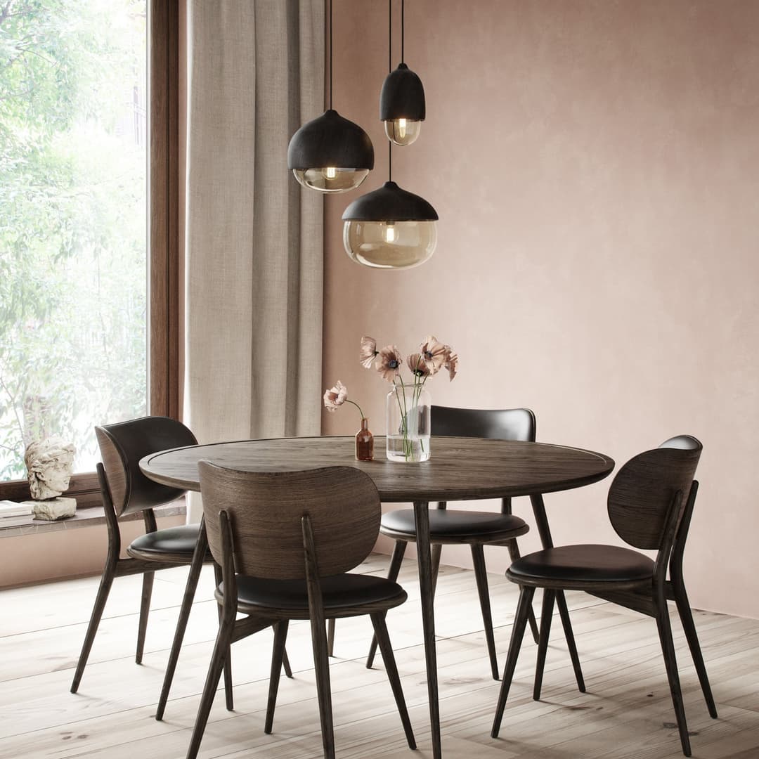 Terho Pendelleuchte Large Black/Smoked Transparent - Mater Terho L - Wohnzimmer - Design - Holz - Einflammig