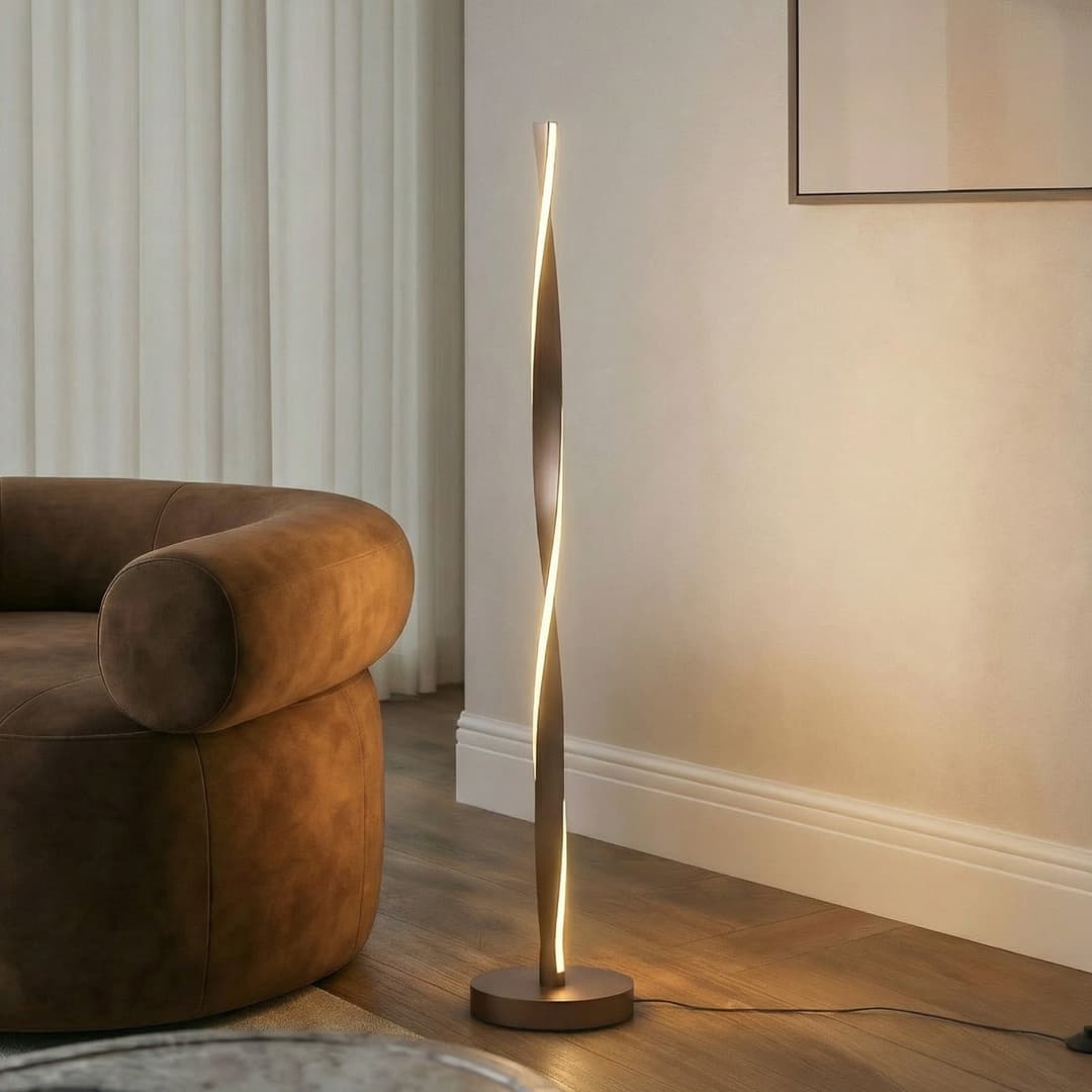 Jaren LED-Stehleuchte, schwarz/braun, 114 cm, CCT - Lindby - Wohnzimmer - Modern - Metall - Einflammig