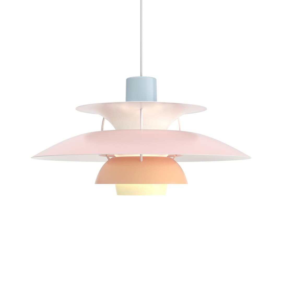 PH 5 500 Hängeleuchte Pastels, rose/blau, Ø 50 cm - Louis Poulsen - Wohnzimmer - Design - Metall - Einflammig