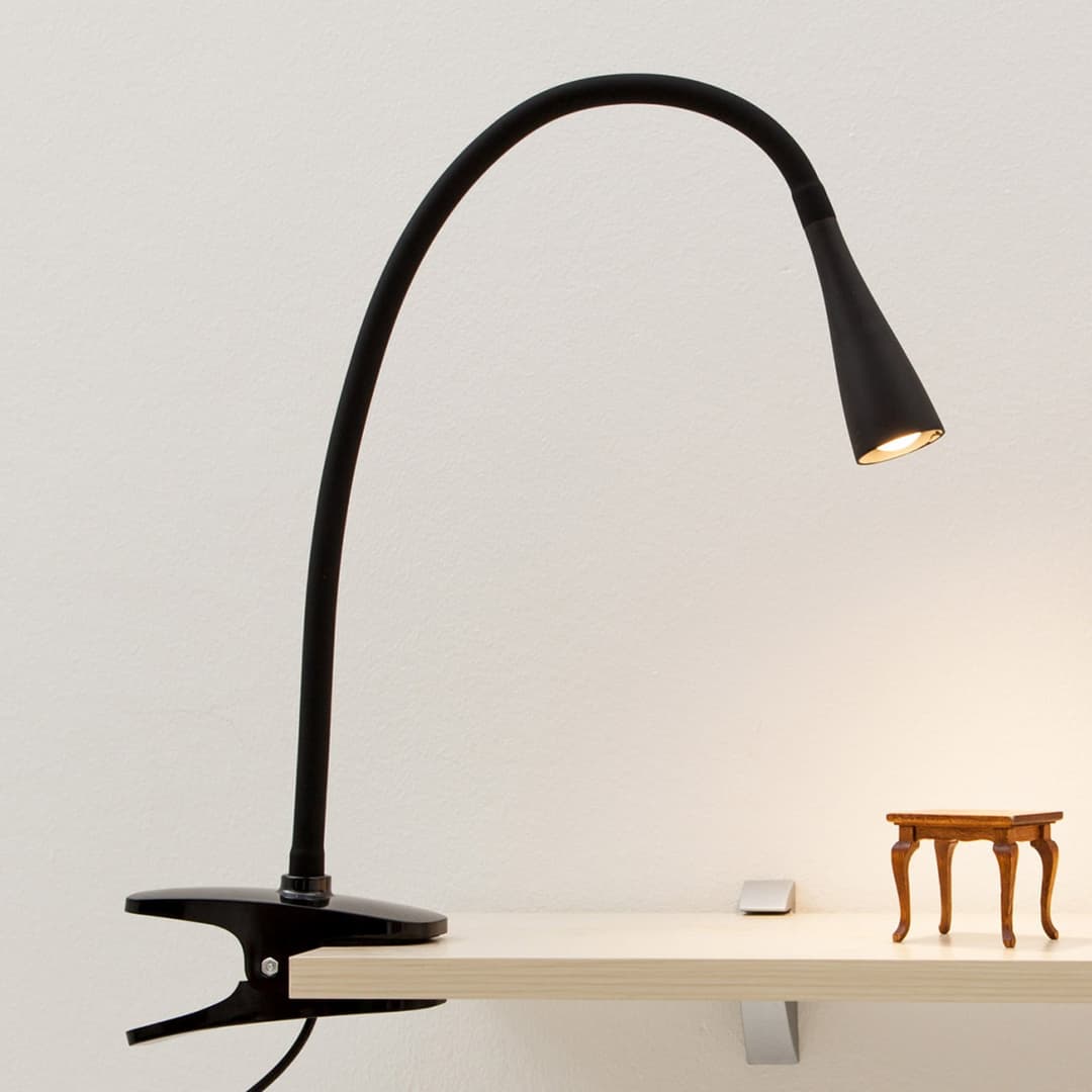 Baris LED Klemmleuchte Black - Lindby - Arbeitszimmer / Büro - Modern - Metall - Einflammig