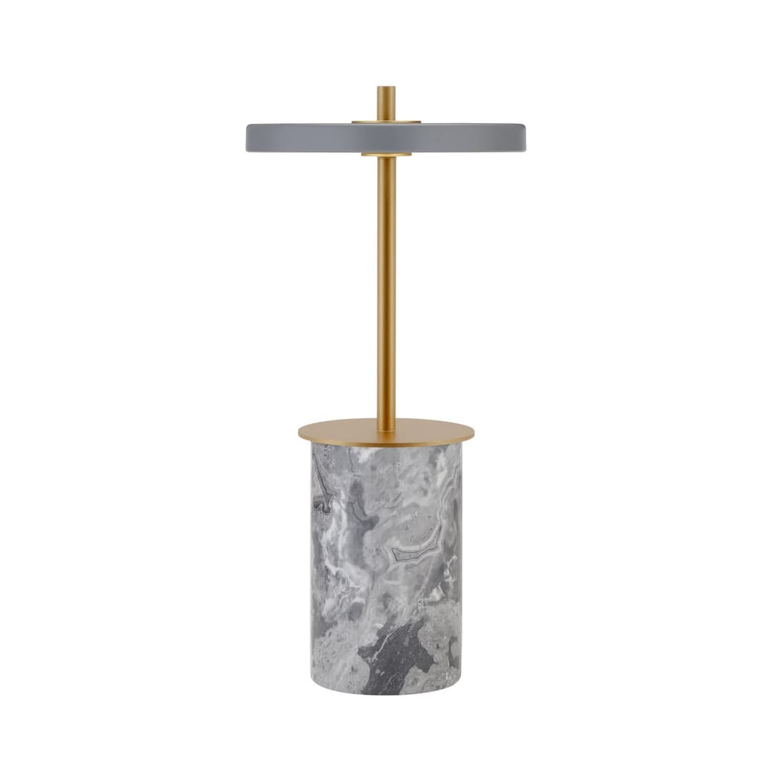 Asteria MOVE MINI Akkulampe marmorgrau/messing IP44 - UMAGE - Wohnzimmer - Design - Mit Schirm