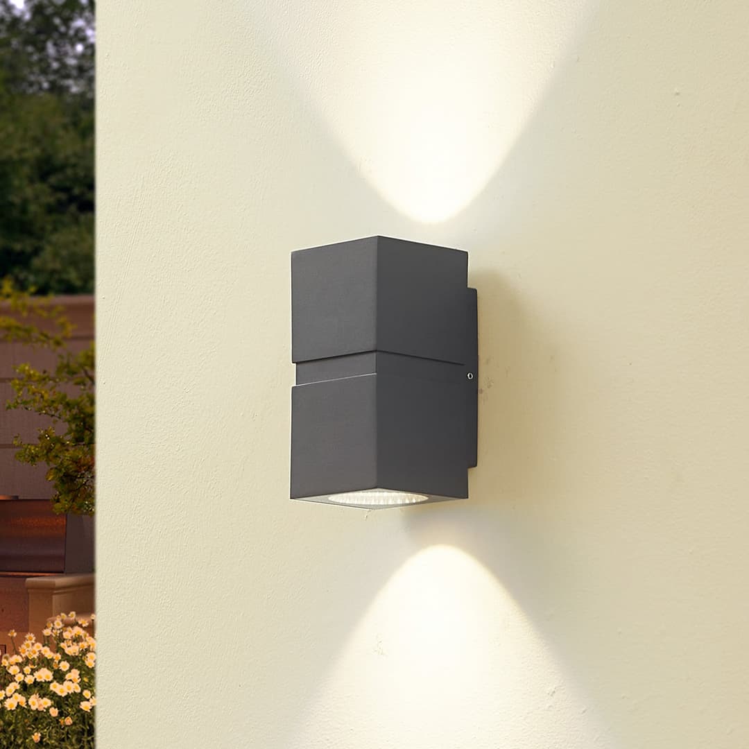 Gabriela Außenwandleuchte IP54 Dark Grey - Lucande - Modern - Metall - Eckig