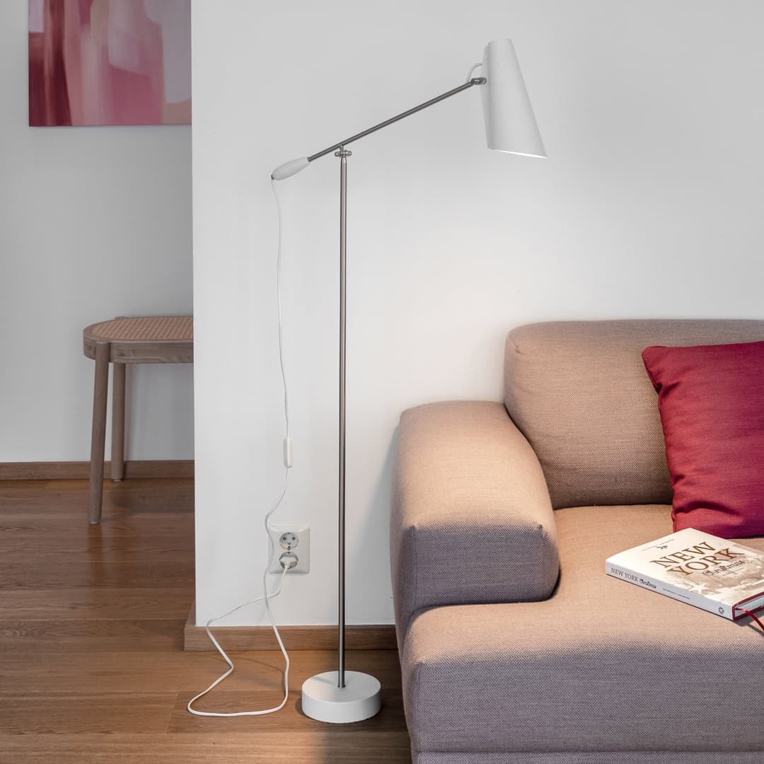 Birdy Stehleuchte Weiß/Chrom - Northern - Wohnzimmer - Design - Metall - Einflammig